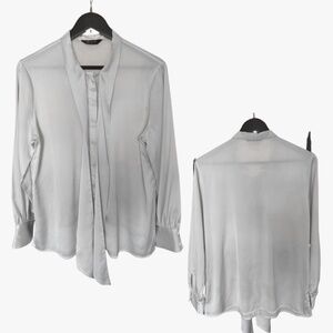 Escalier silk bow tie blouse